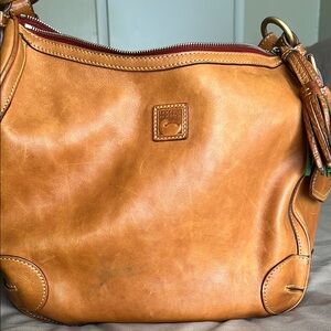 Dooney & Bourke Tan Leather Hobo Bag with Vintage Finish